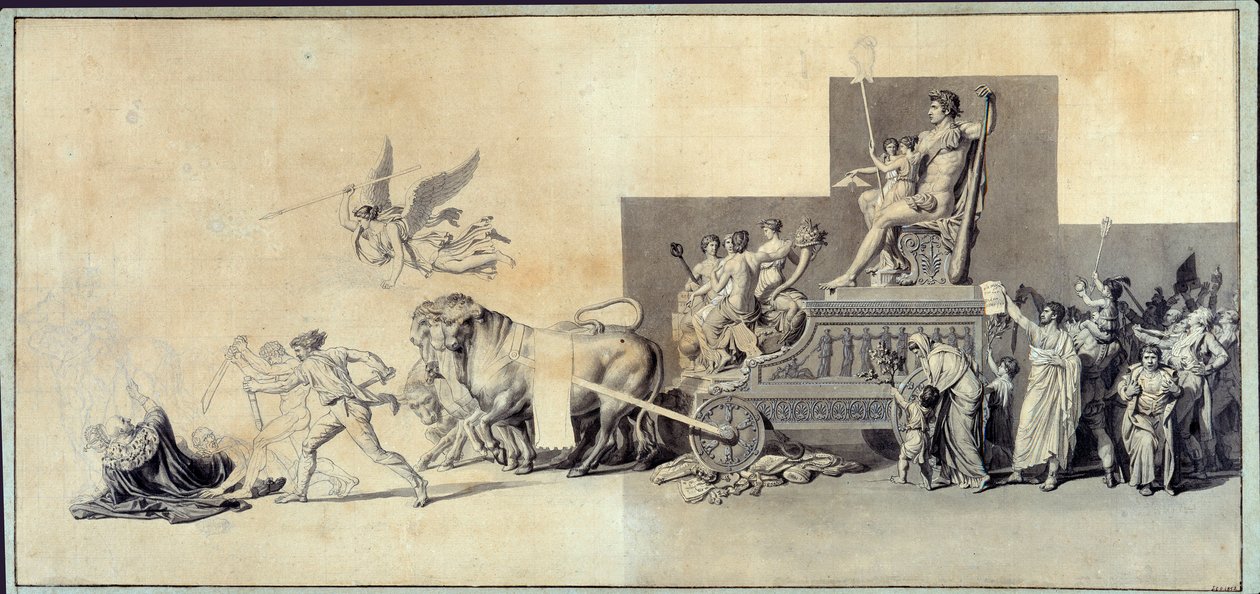Le triomphe du peuple français. Dessin à la mine de plomb par Jacques Louis David (1748-1825) 1793 Paris, Musée Carnavalet - Jacques Louis David