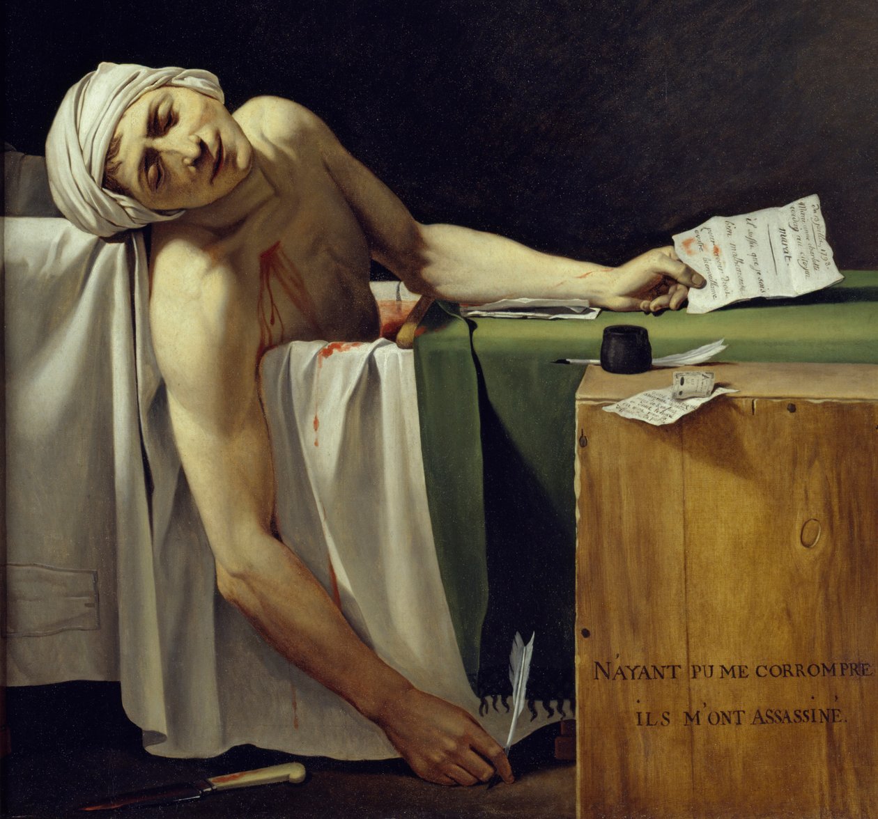 La mort de Marat (Jean-Paul Marat assassiné). (détail) - Jacques Louis David