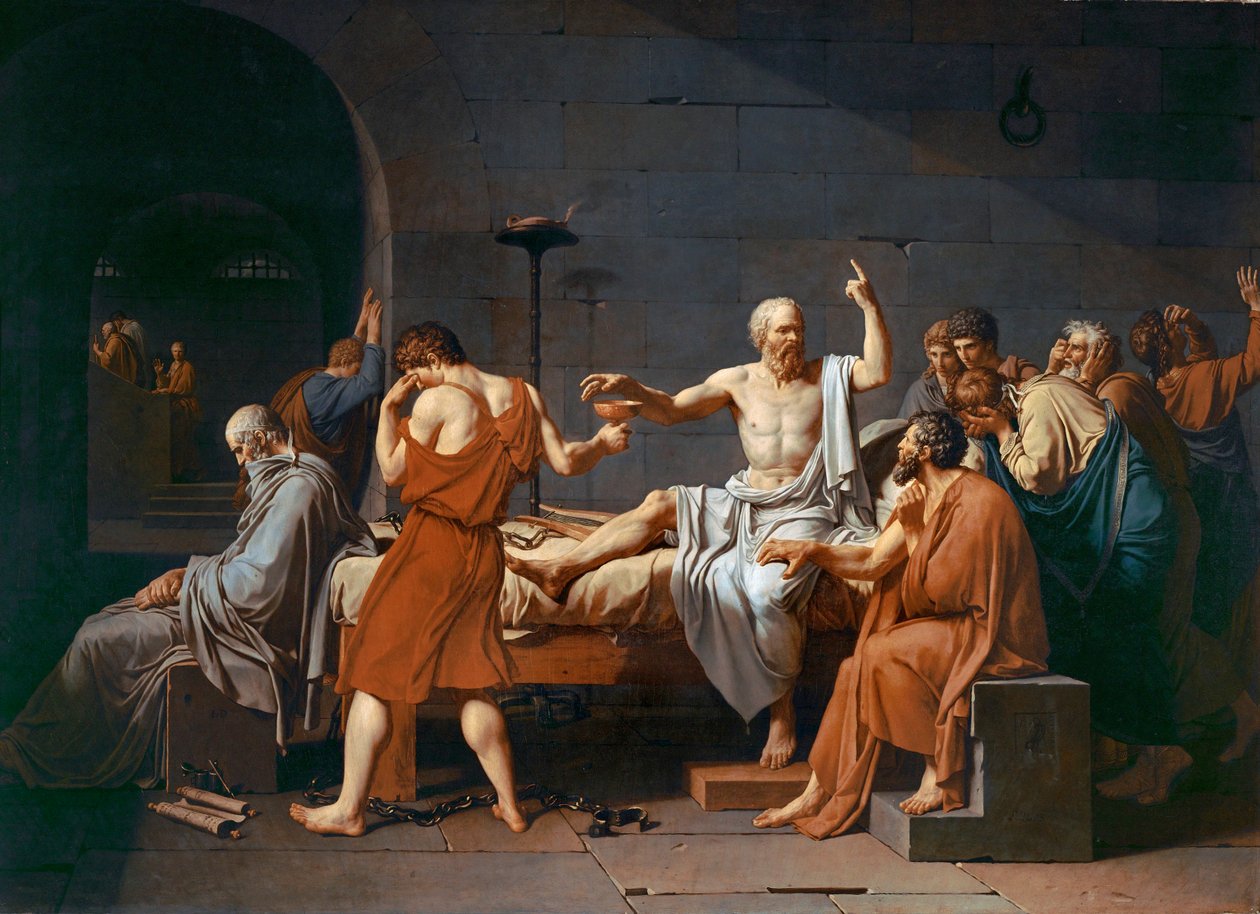 La mort de Socrate (huile sur toile) - Jacques Louis David