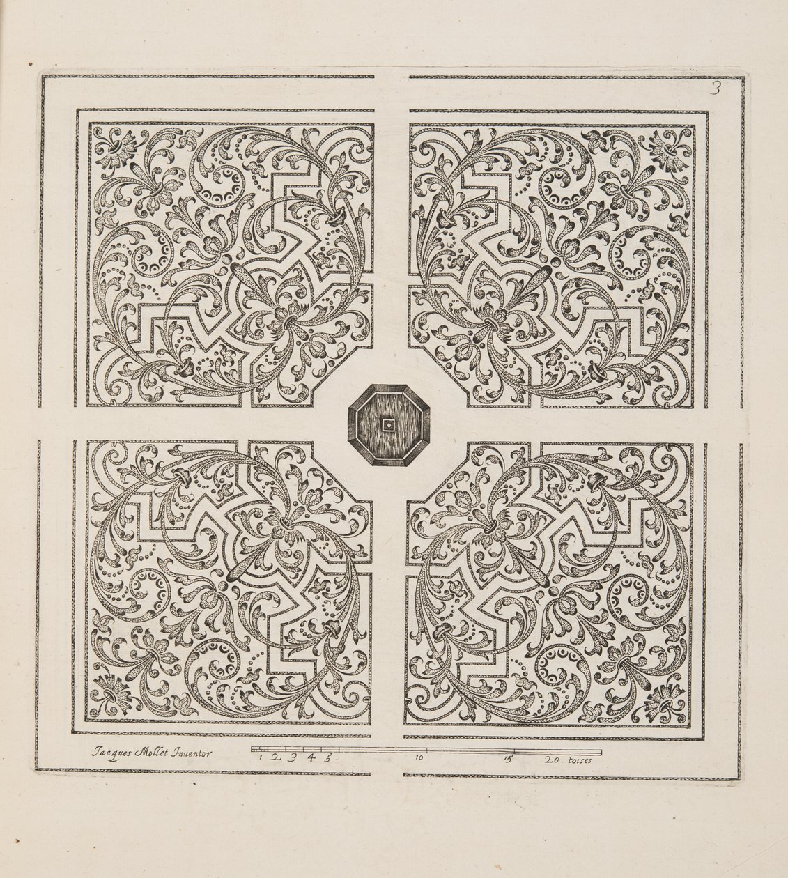 Conception de parterre, du Théâtre des Plans et Jardinages, pub.1652 (gravure) - Jacques Mollet