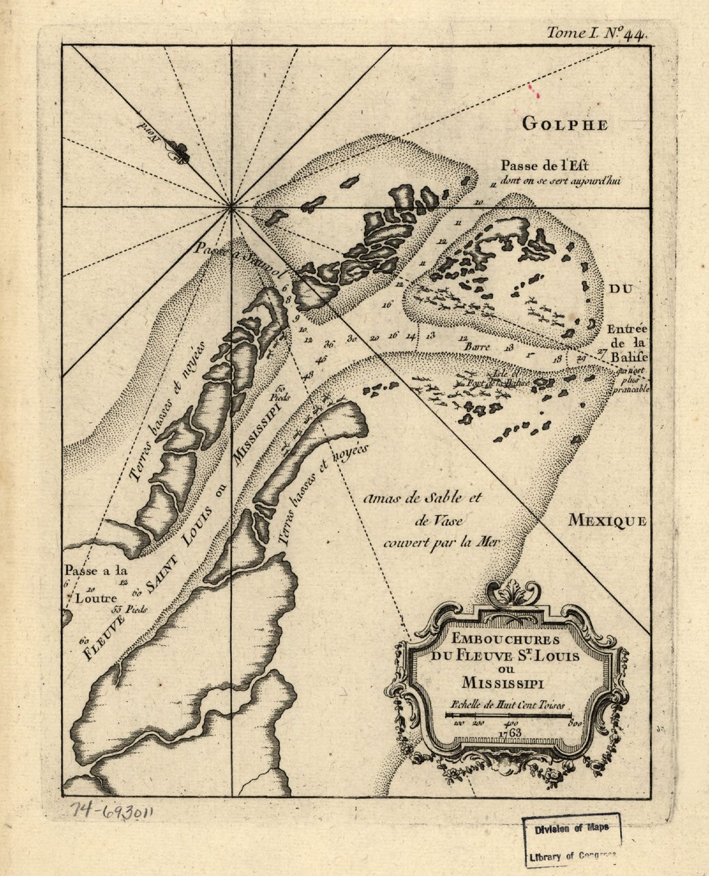 Embouchures du fleuve St. Louis ou Mississipi. 1763. LOC 74693011