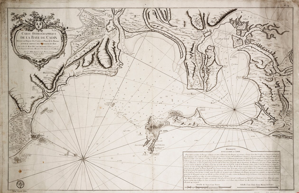 Carte hydrographique de la baie de Cadix - Jacques Nicolas Bellin