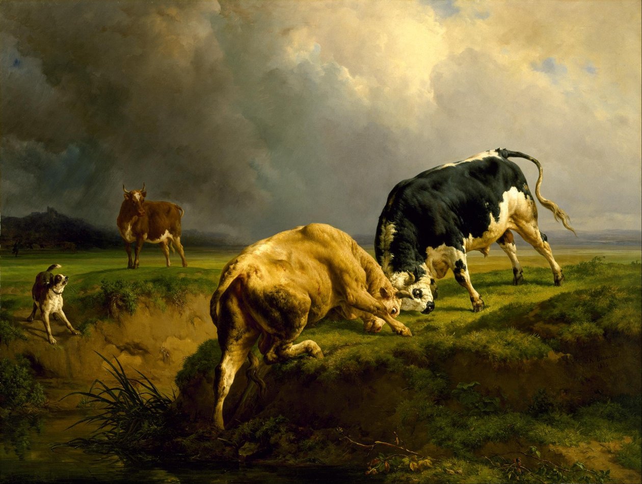 Un combat de taureaux - Jacques Raymond Brascassat