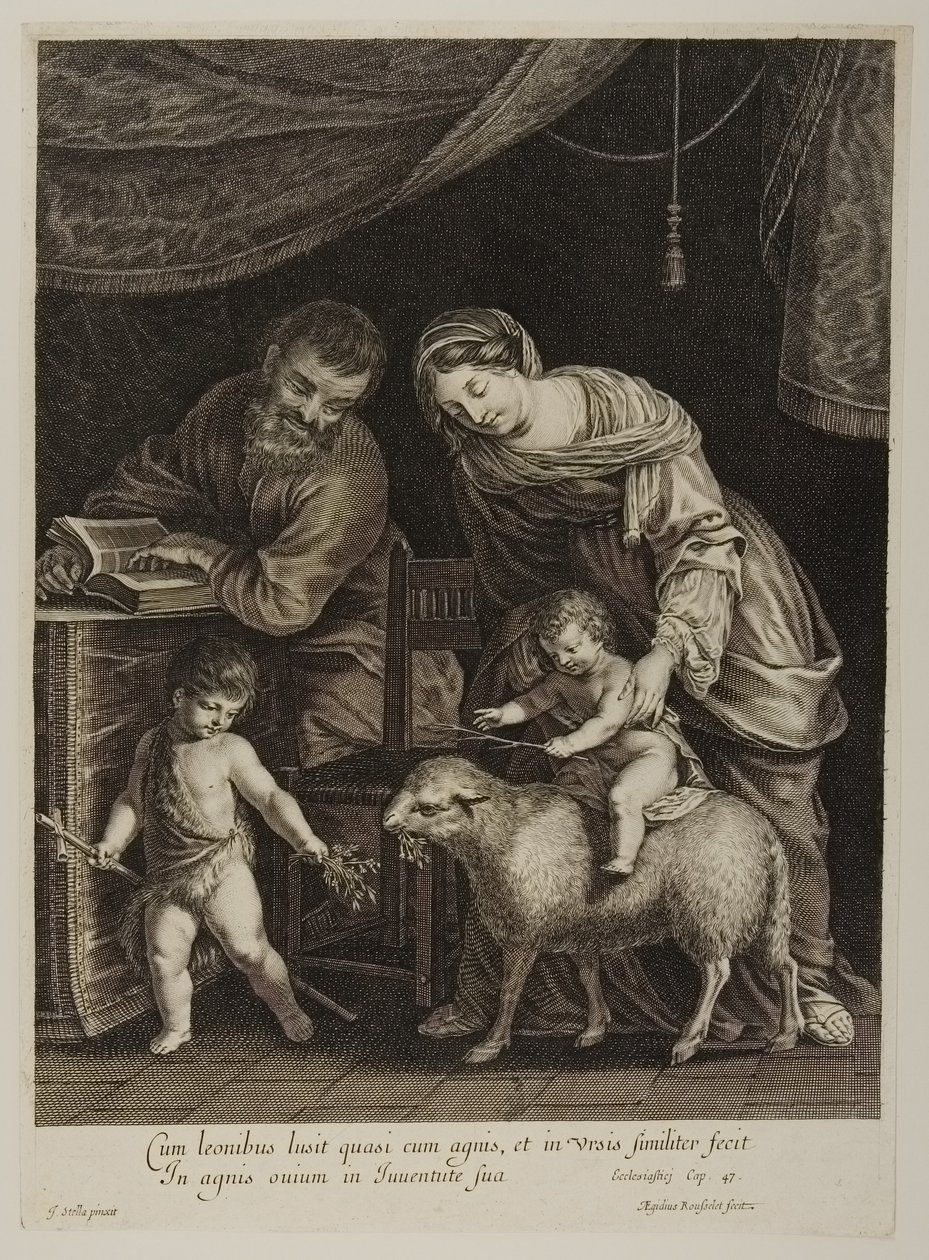 Sainte Famille avec Saint Jean, gravé par Gilles Rousselet - Jacques Stella