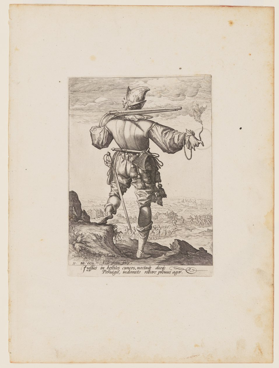 Mousquetaire casqué, extrait de Officiers et soldats de la garde du corps de l