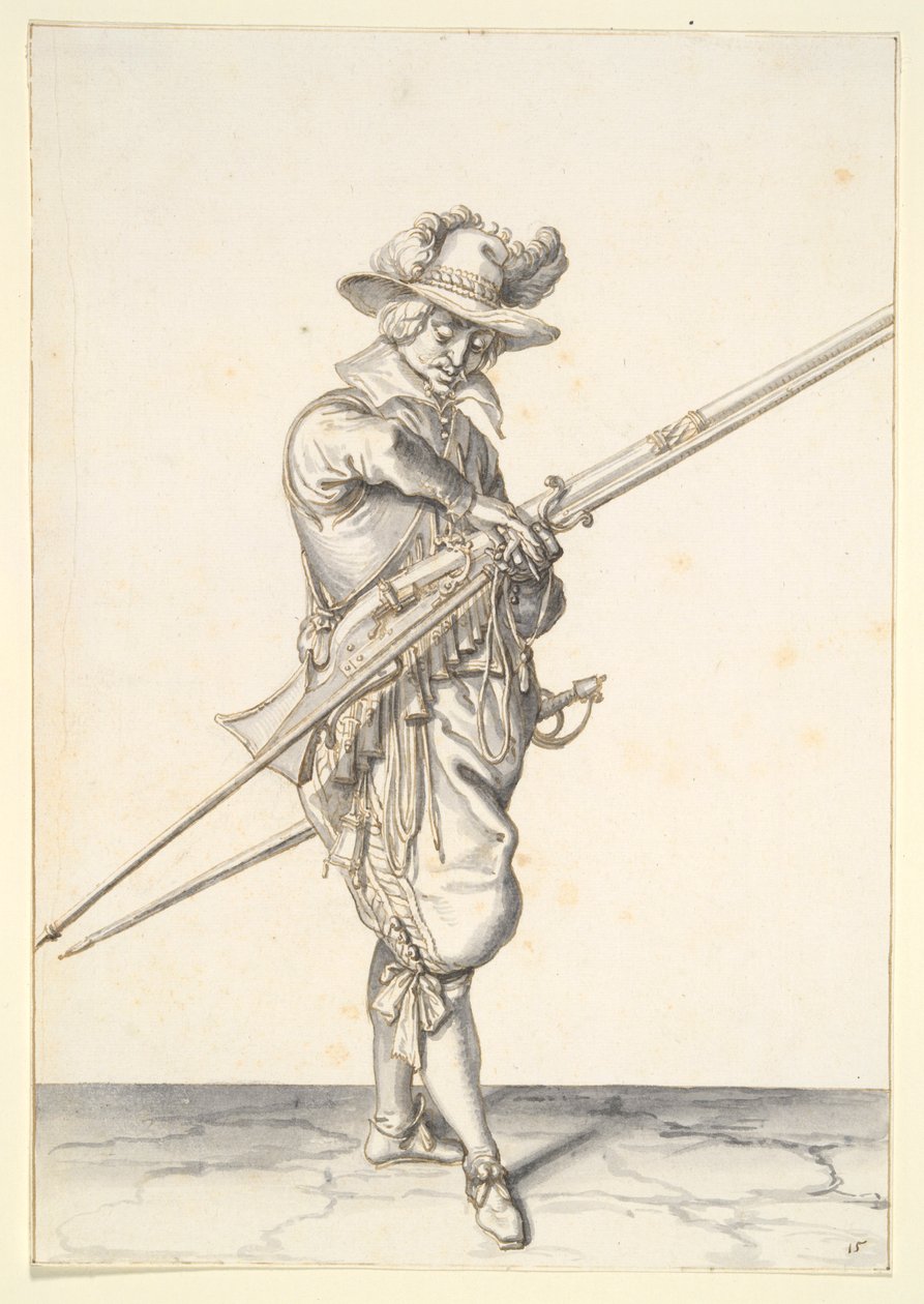 Soldat se préparant à tirer un mousquet - Jacques de Gheyn II