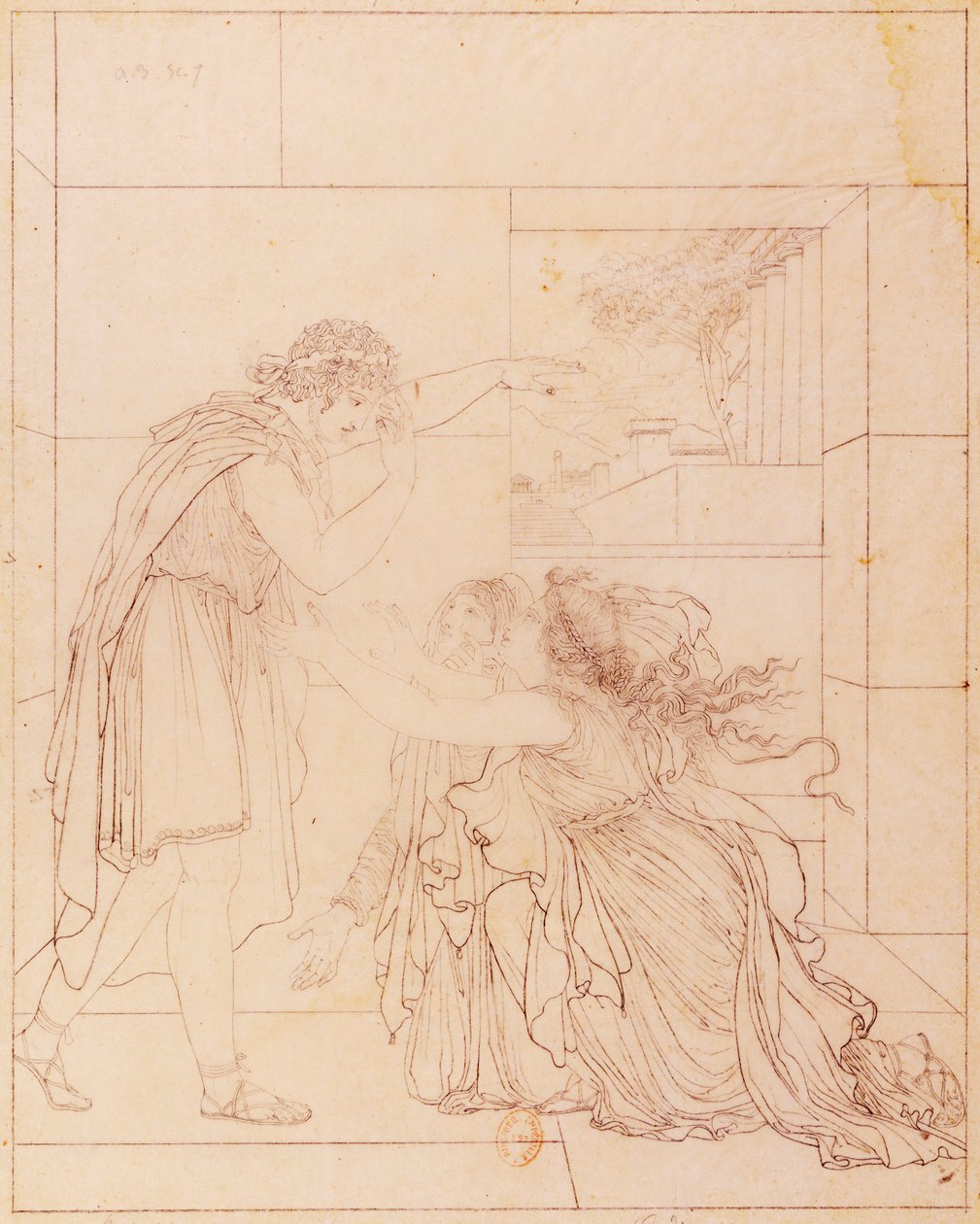 Andromaque aux pieds de Pyrrhus, illustration pour Andromaque de Jean Racine (1639-1699) - Jacques de Seve