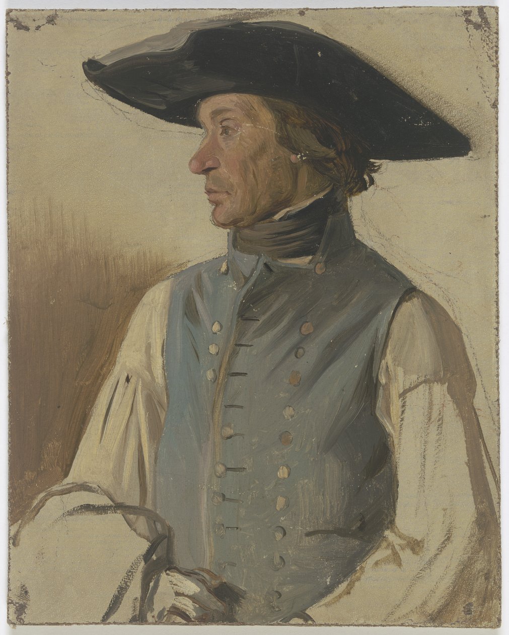 Paysan avec un grand chapeau et un gilet bleu - Jakob Becker