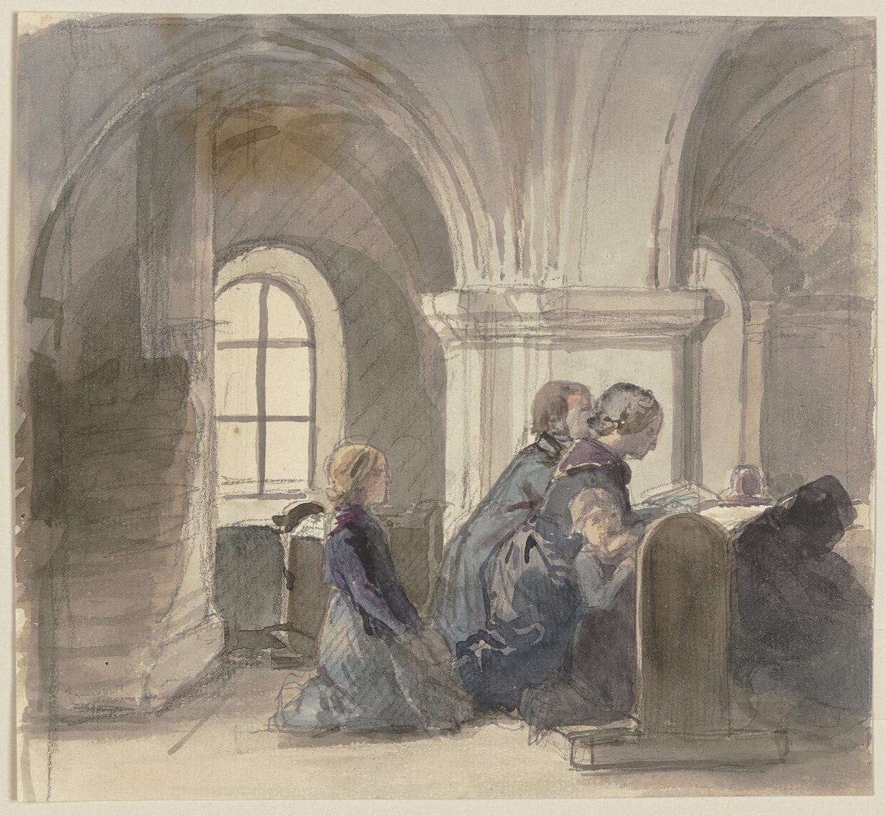 Paysans priant dans une église - Jakob Becker
