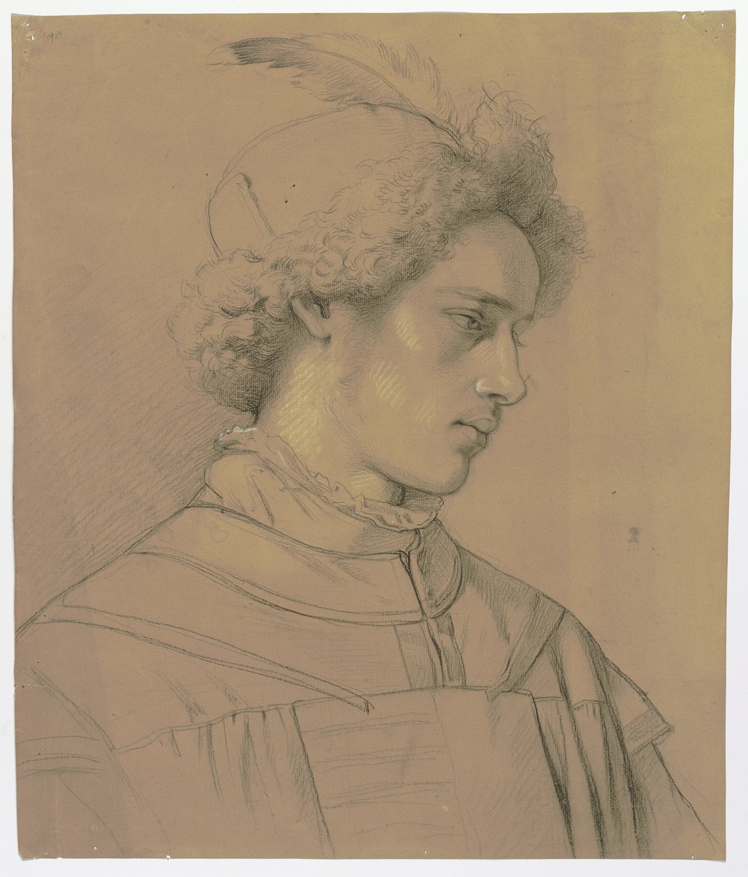 Jeune homme au chapeau à plumes de trois quarts - Jakob Becker