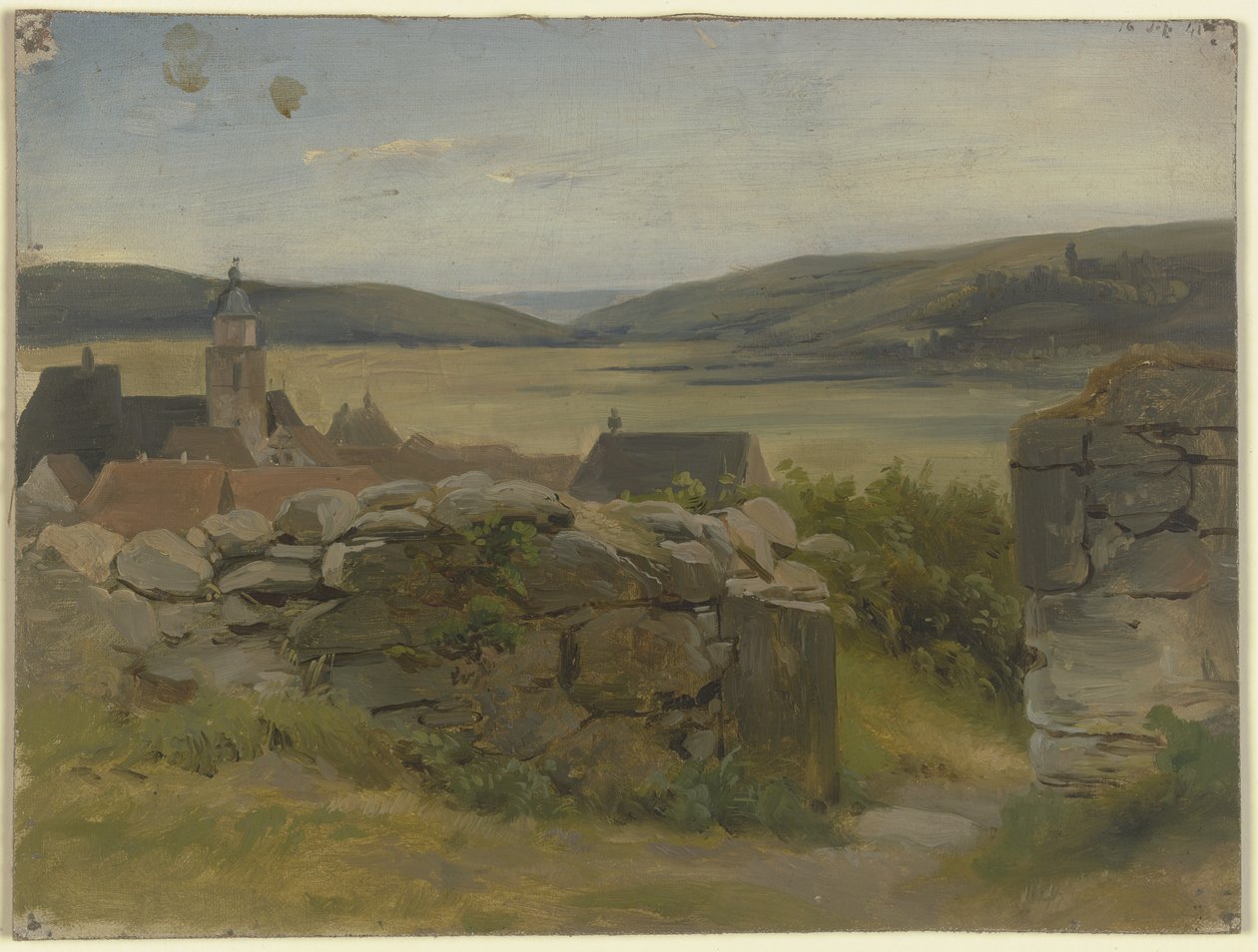 Petit village avec vue sur une prairie - Jakob Becker