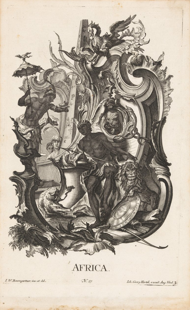 Rocaille avec la personnification du continent africain (Les quatre continents) - Jakob Gottlieb Thelott