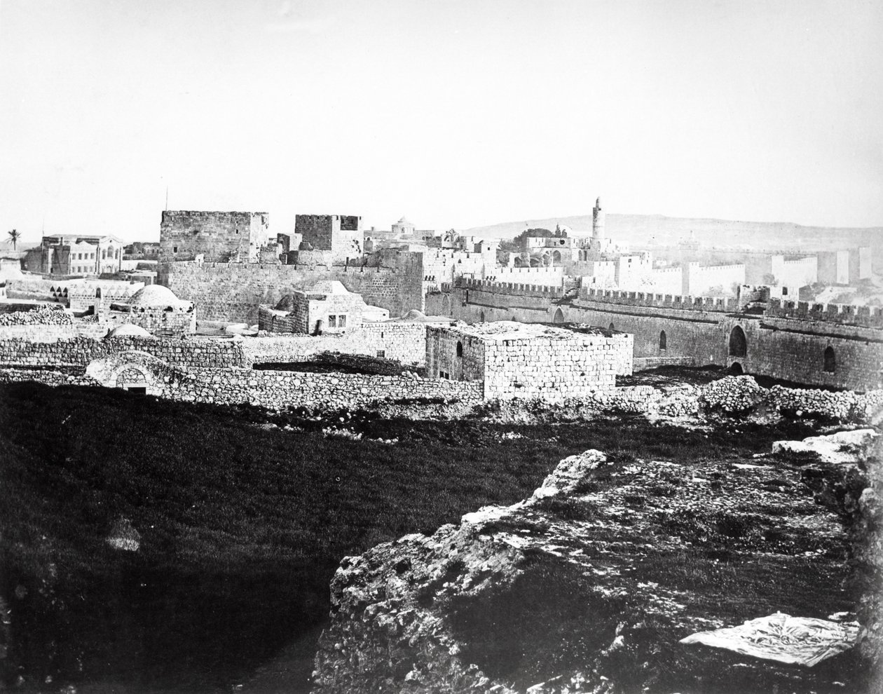 Église du Christ et la porte de Jaffa, Jérusalem, 1857 - Felice Beato