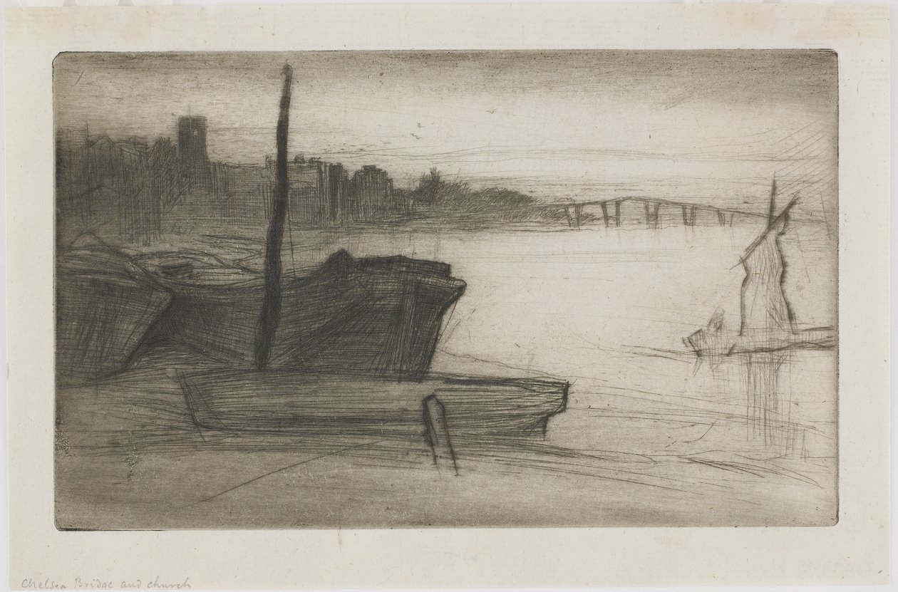Pont et église de Chelsea, vers 1870-71 - James Abbott McNeill Whistler