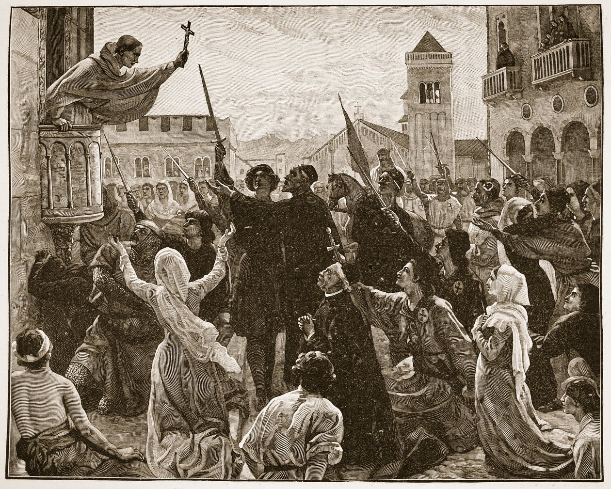 Saint Bernard prêchant la deuxième croisade, illustration de 