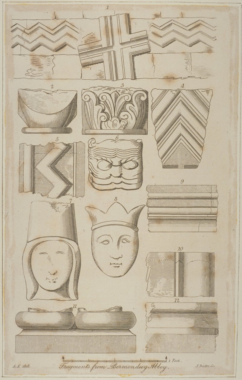 Fragments de sculpture en pierre de l