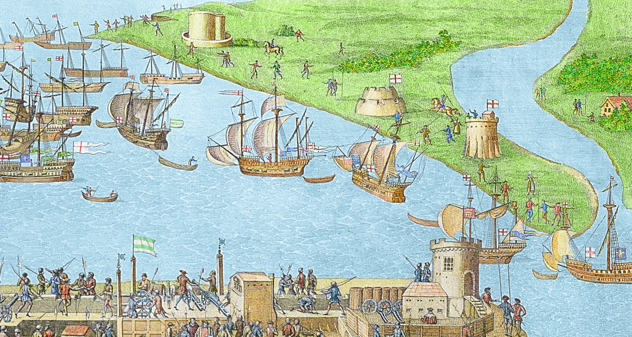 Le campement des forces anglaises près de Portsmouth pendant la bataille du Solent - James Basire