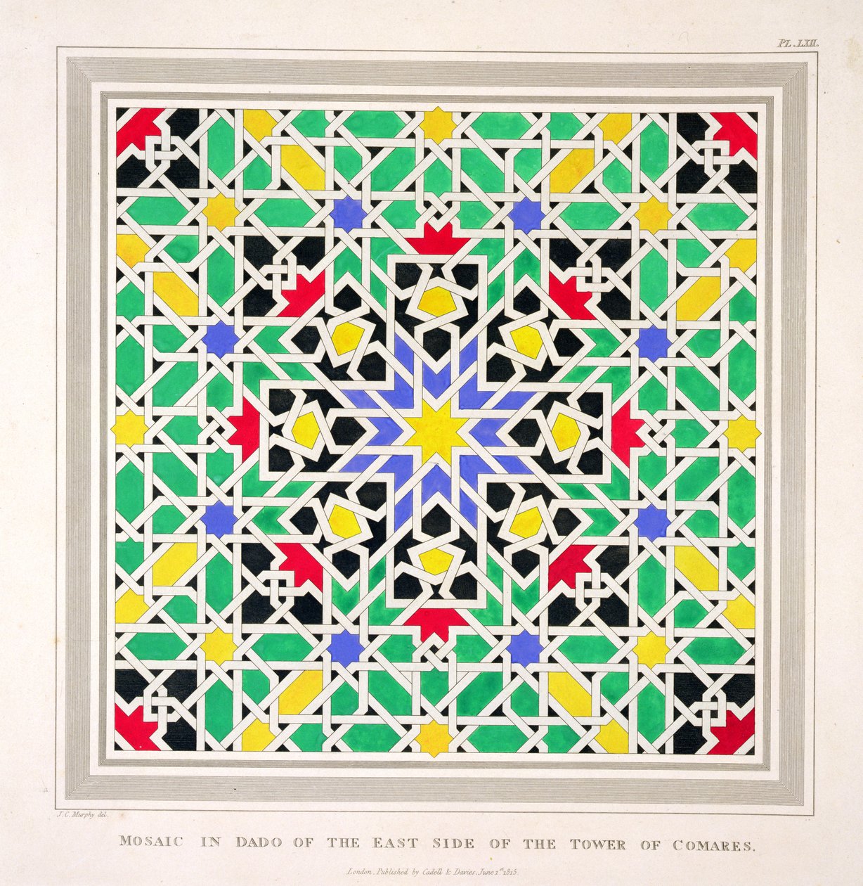 Mosaïque dans le soubassement du côté est de la tour de Comares, Alhambra, de 