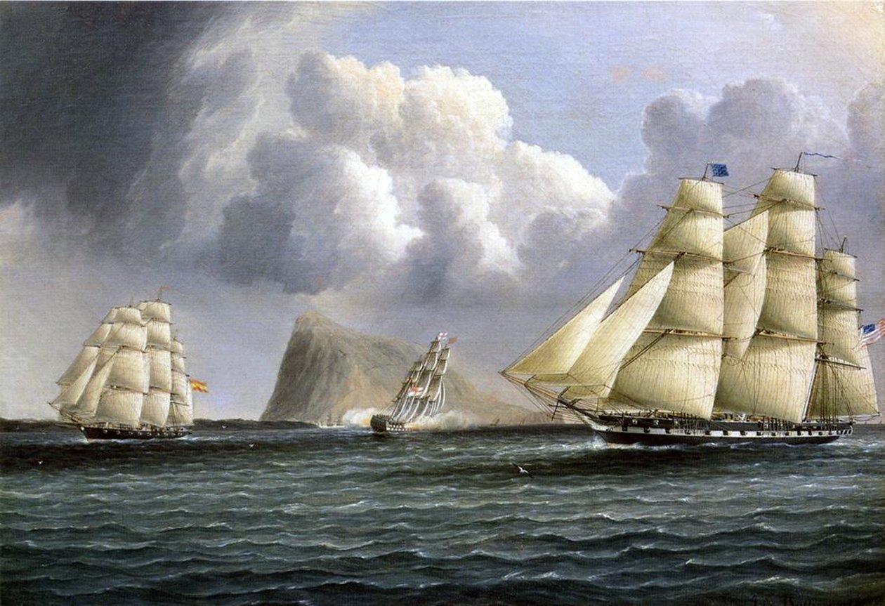 Frégates américaines au large de Gibraltar - James E. Buttersworth