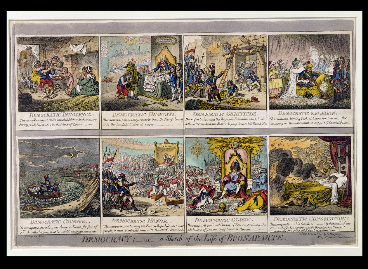 Démocratie, ou une esquisse de la vie de Buonaparte, publié par Hannah Humphrey en 1800 - James Gillray