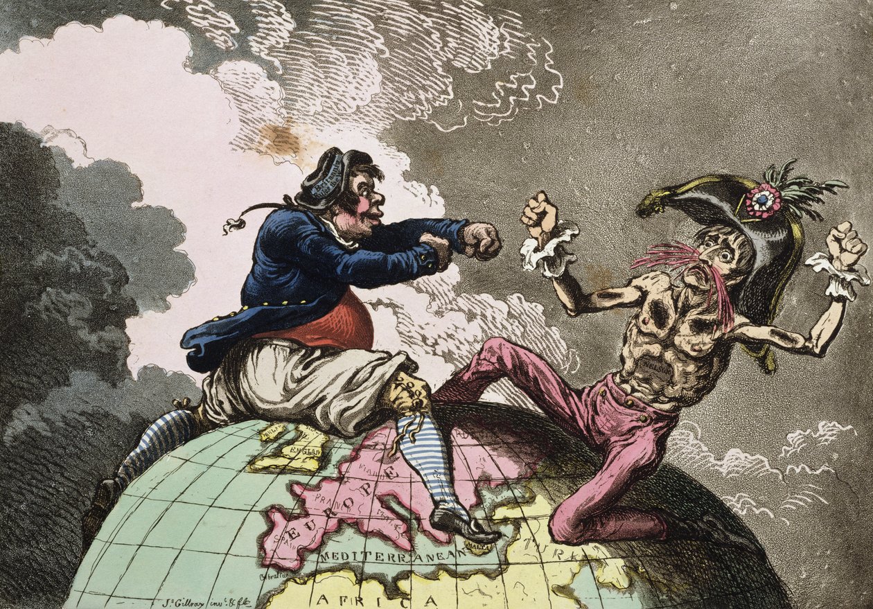 Combat pour le Tas de Fumier, ou Jack Tar Réglant ses Comptes avec Buonaparte, publié par Hannah Humphrey en 1798 - James Gillray