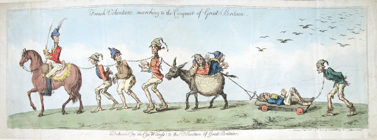 Volontaires français, marchant vers la conquête de la Grande-Bretagne, publié par Hannah Humphrey en 1799 - James Gillray
