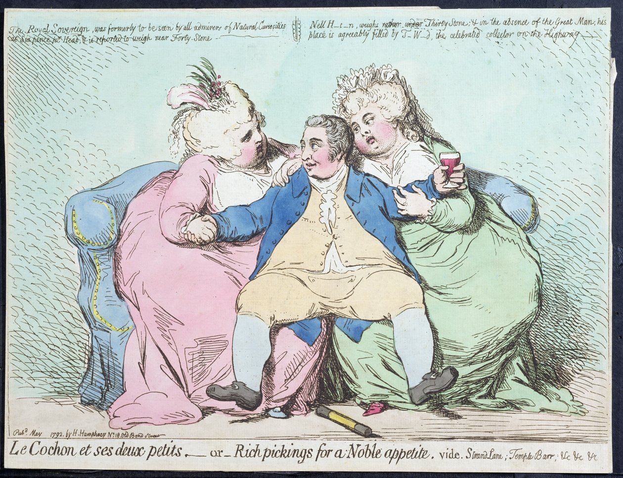 Le cochon et ses deux petits, ou de riches récoltes pour un noble appétit, publié par Hannah Humphrey en 1792 - James Gillray