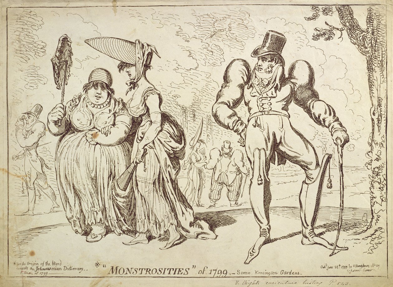 Monstruosités de 1799, ou Scène dans les jardins de Kensington, publié par Hannah Humphrey en 1799 - James Gillray