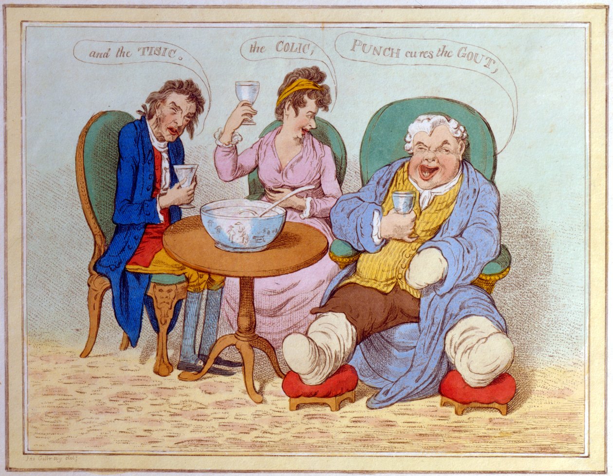 Punch guérit la goutte, la colique et la tisane - James Gillray