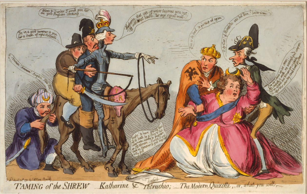 La mégère apprivoisée, Katharine et Petruchio, Le Quichotte moderne ou ce que vous voudrez - James Gillray