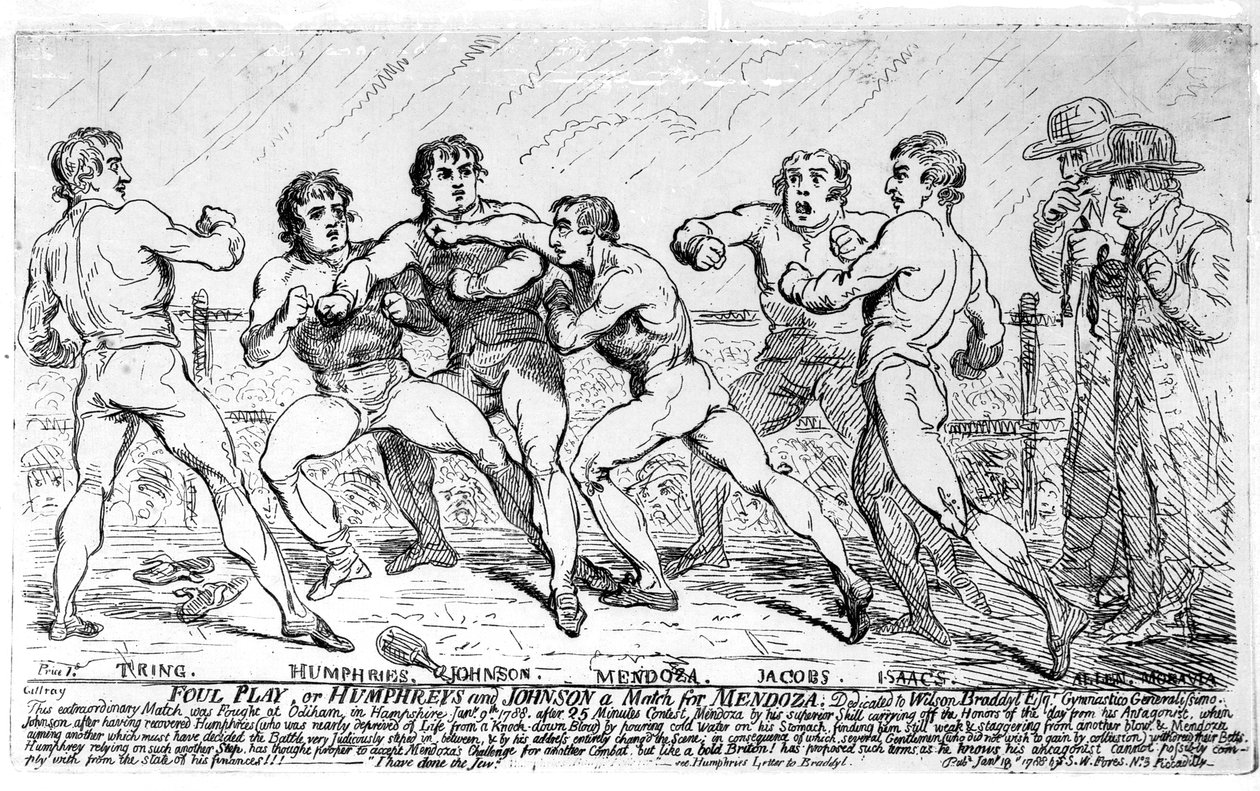 La célèbre bataille entre Richard Humphreys et Daniel Mendoza, 9 janvier 1788 - James Gillray