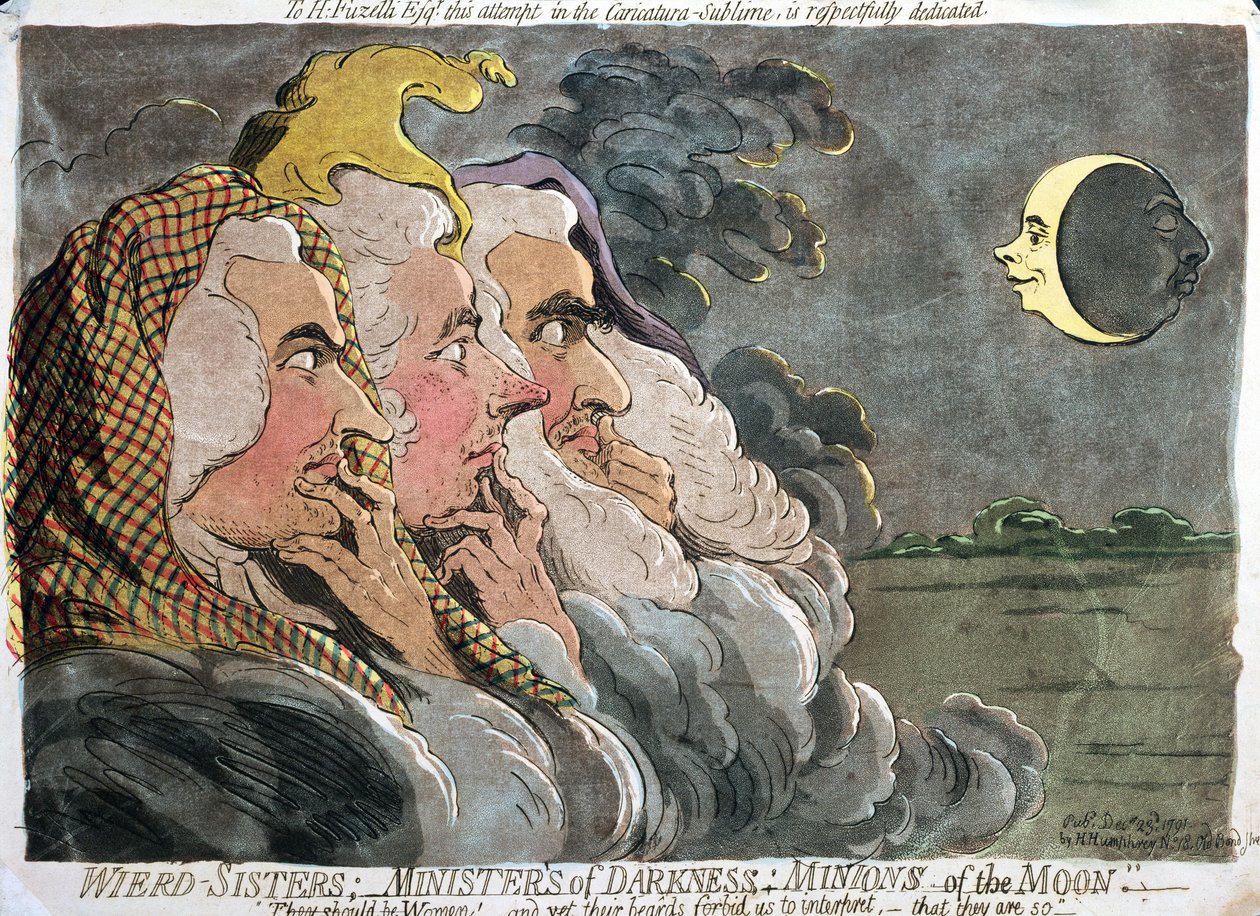 Sœurs étranges; Ministres des ténèbres; Serviteurs de la lune, publié par Hannah Humphrey, 1791 - James Gillray