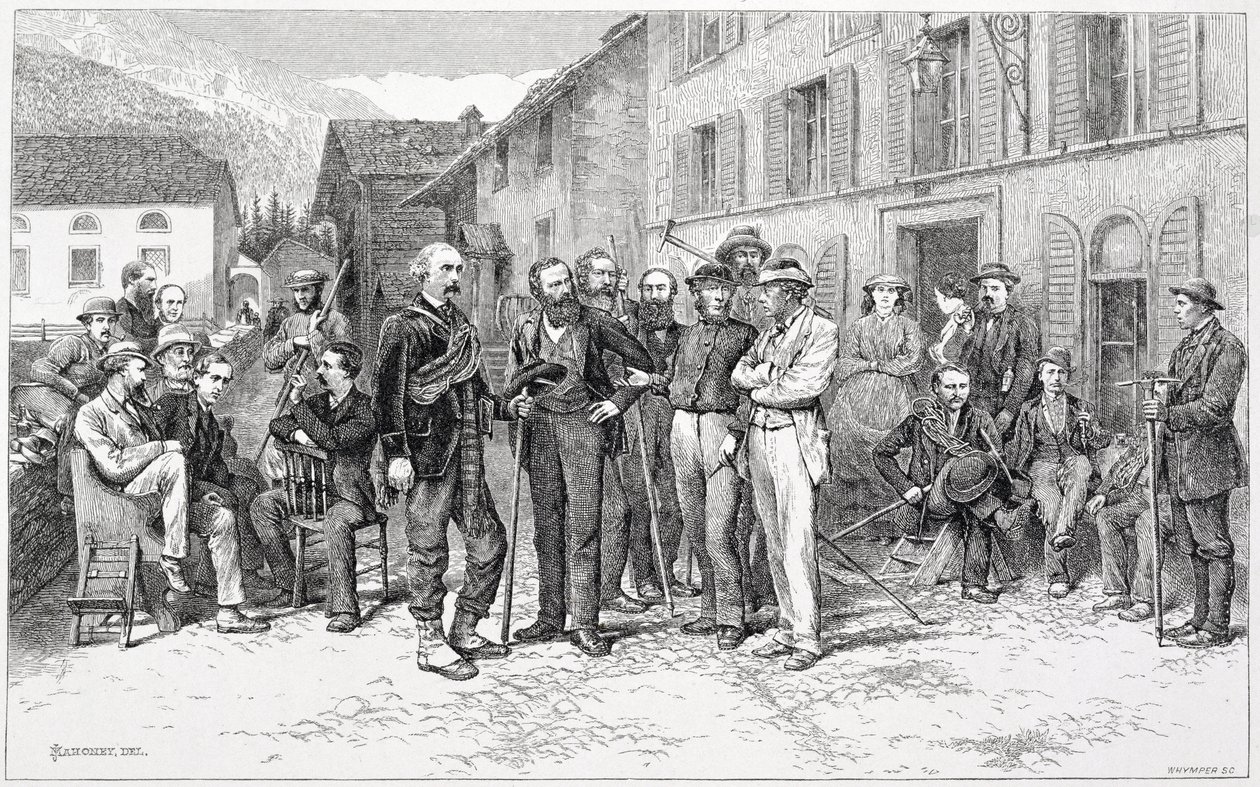 La salle du club de Zermatt en 1864, de 
