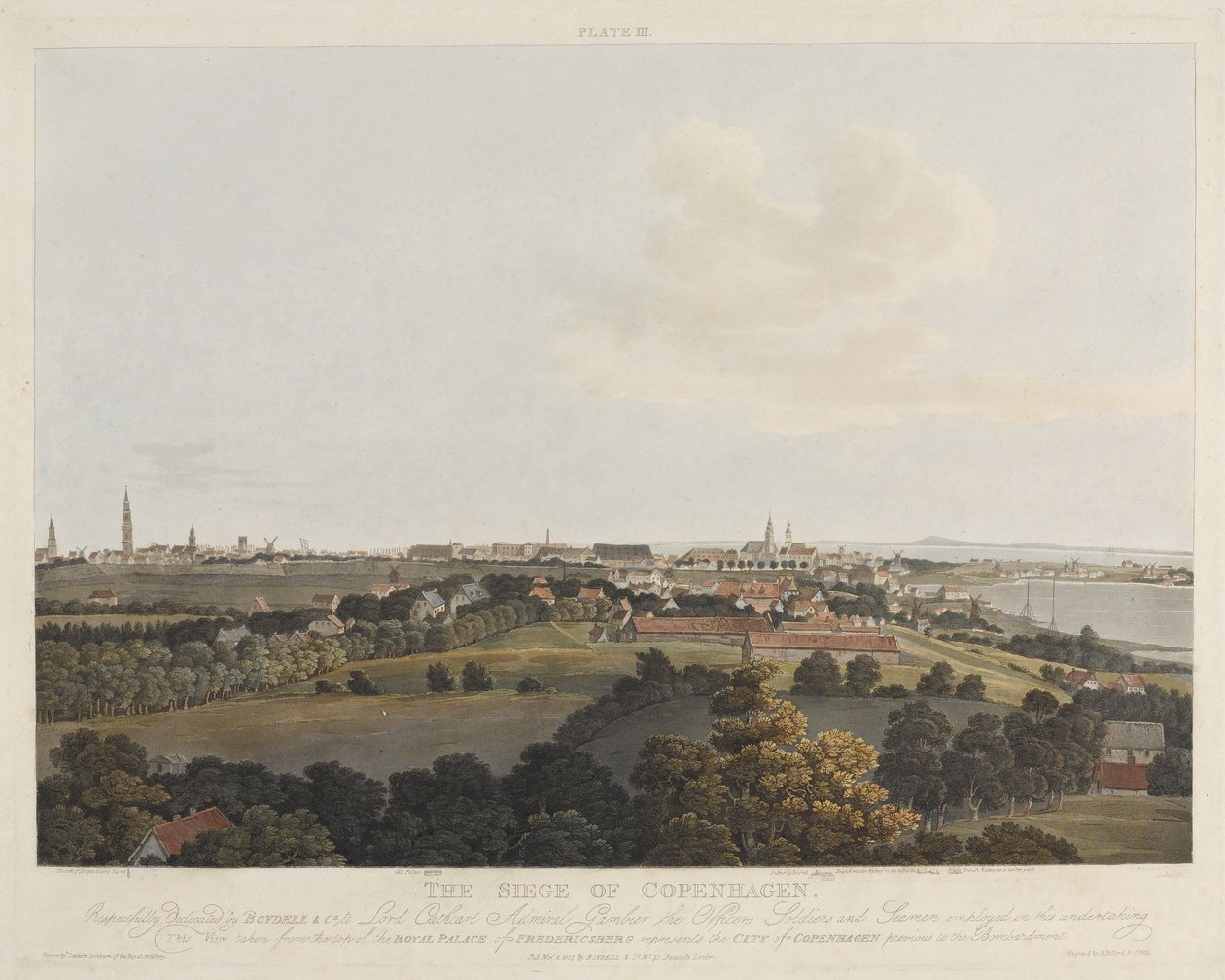 Danemark 1807 : Le siège de Copenhague, gravé par Robert Pollard et Joseph Constantine Stadler, publié en 1807 - James Pattison Cockburn