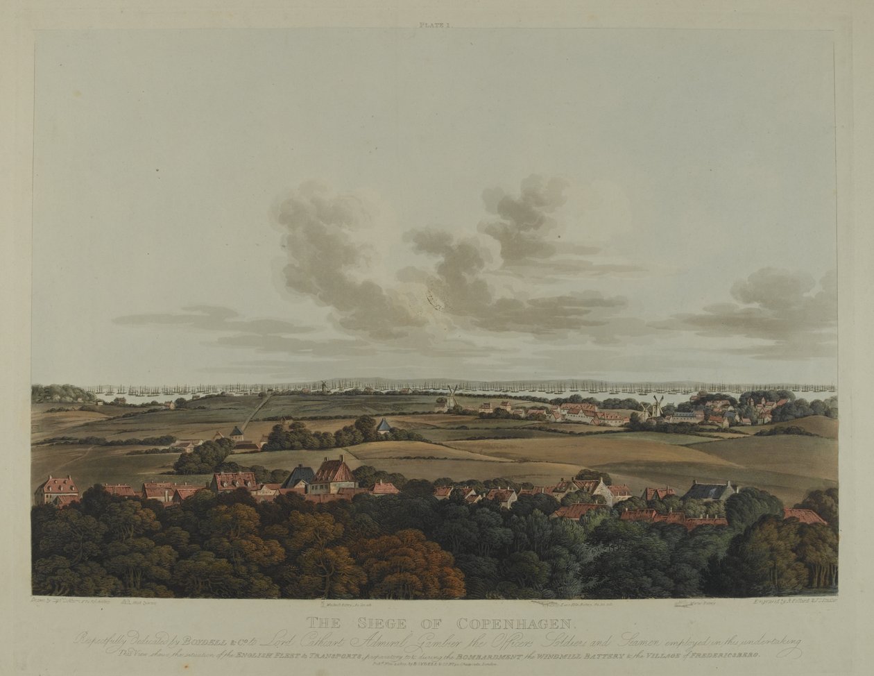 Danemark 1807 : Le Siège de Copenhague, gravé par Robert Pollard (1792-1867) et Joseph Constantine Stadler (1780-1812) publié en 1807 - James Pattison Cockburn