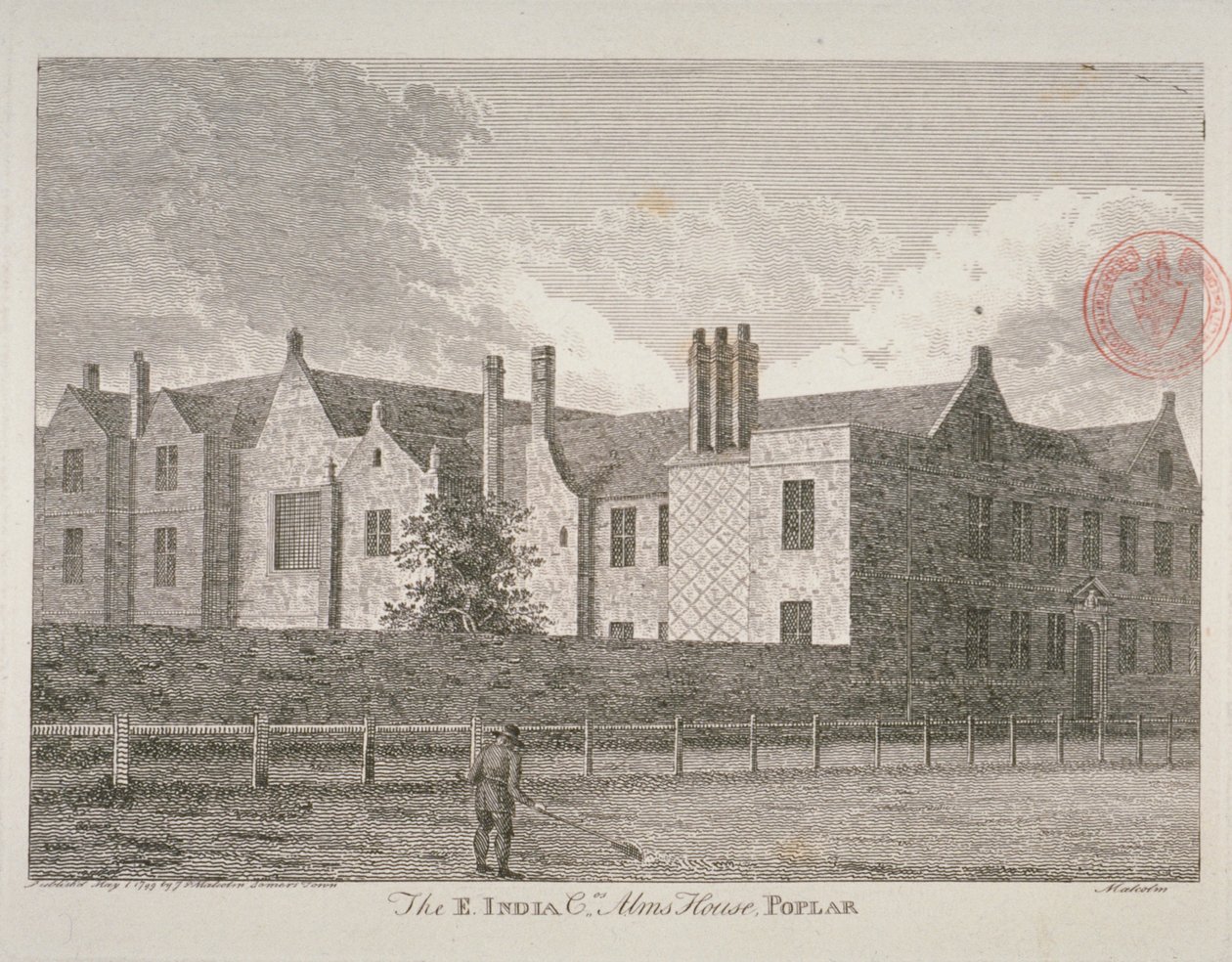 Vue des maisons de retraite de la Compagnie des Indes orientales à Poplar, 1799 - James Peller Malcolm