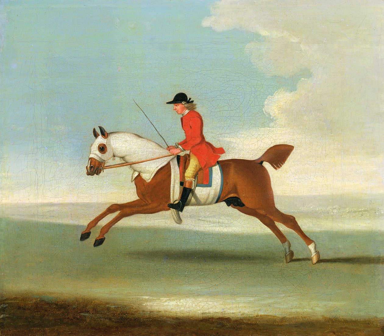 Cheval de course au galop et jockey monté en rouge - James Seymour