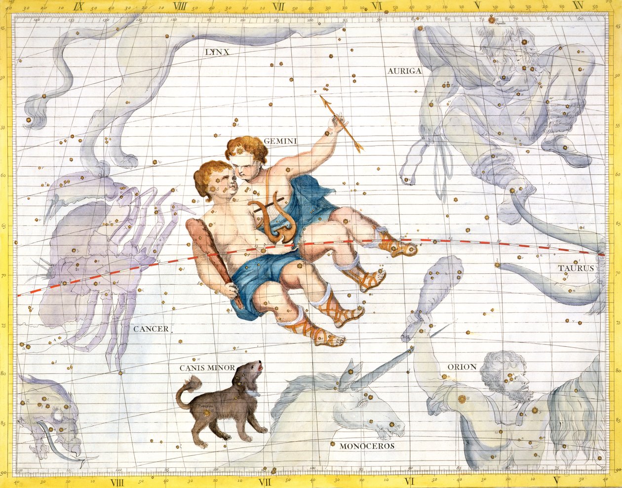 Constellation des Gémeaux avec le Petit Chien, planche 13 de 