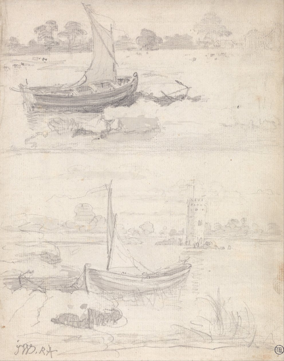 Études de bateaux sur une rivière - James Ward