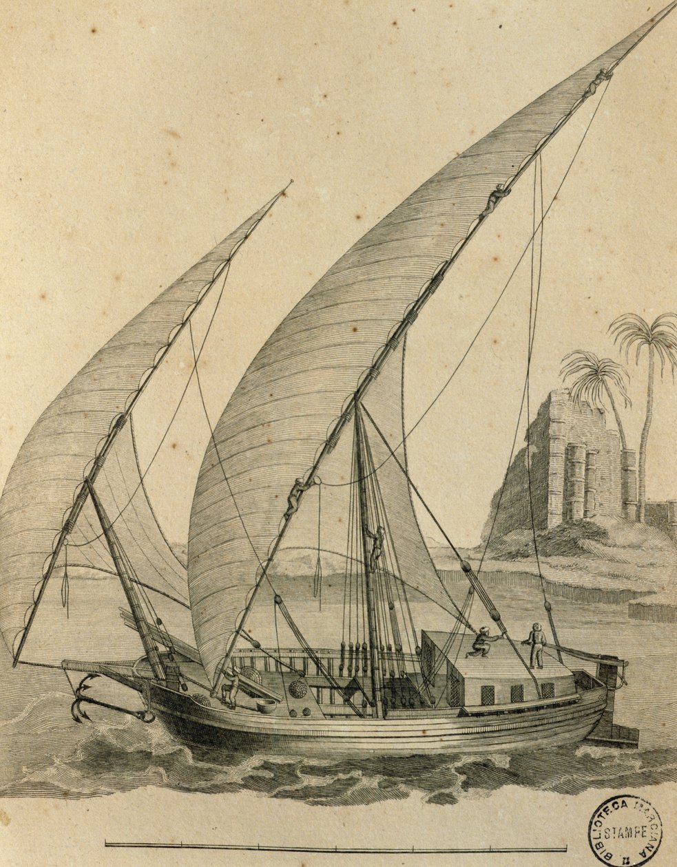 Voilier de Nubie, Égypte, gravure de Cartes et figures du Voyage en Nubie et en Abyssinie, James Bruce - James Bruce