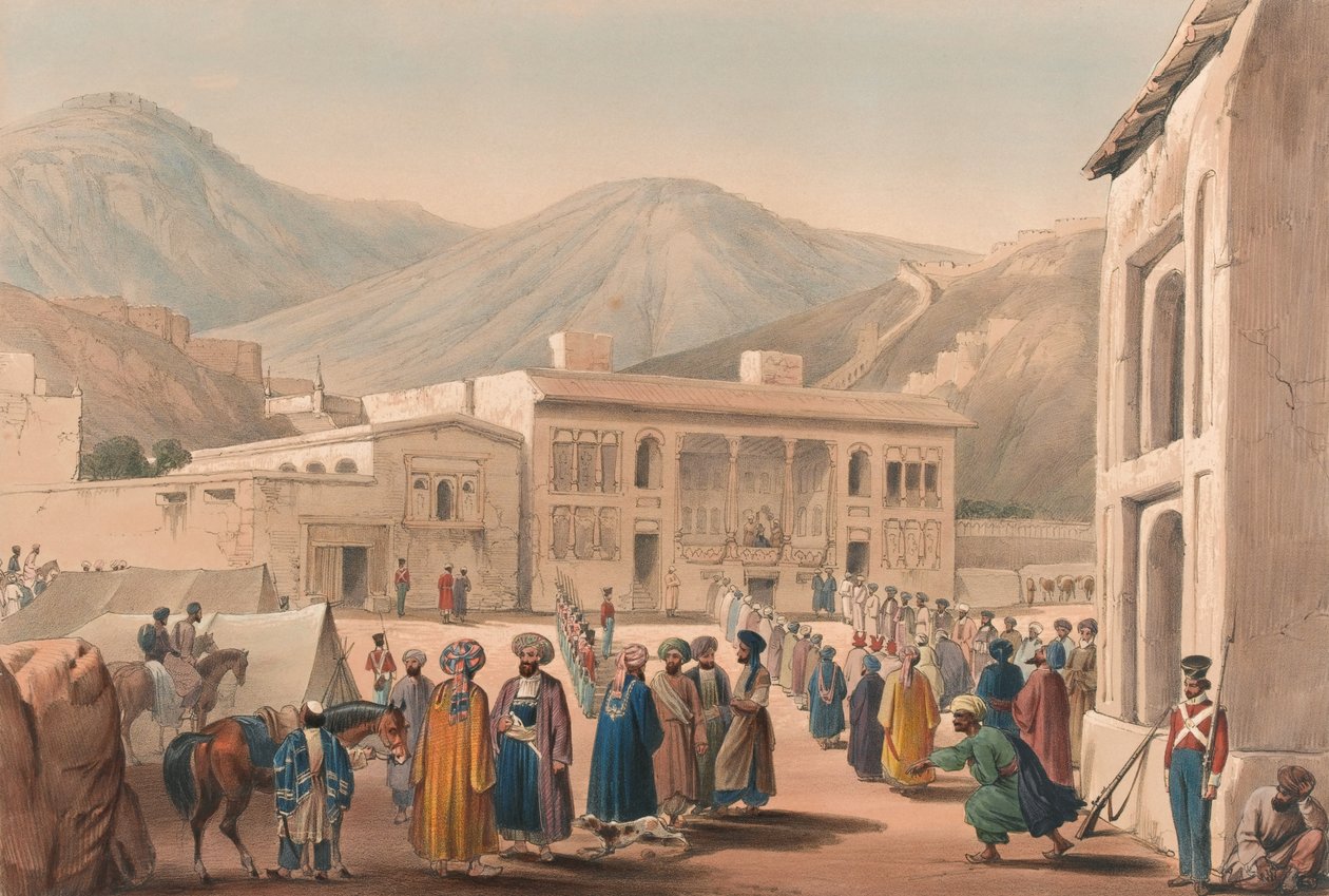 Le Durbar-Khaneh de Shah Shoojah-ool-Moolk, à Kaboul, c.1840 - James (after) Atkinson