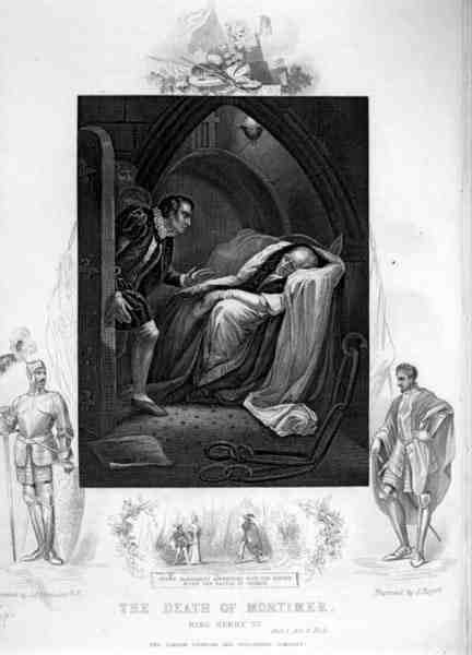 La mort de Mortimer, Acte II Scène 5, dans Henry VI (Partie I) par William Shakespeare, gravé par J. Rogers - James (after) Northcote