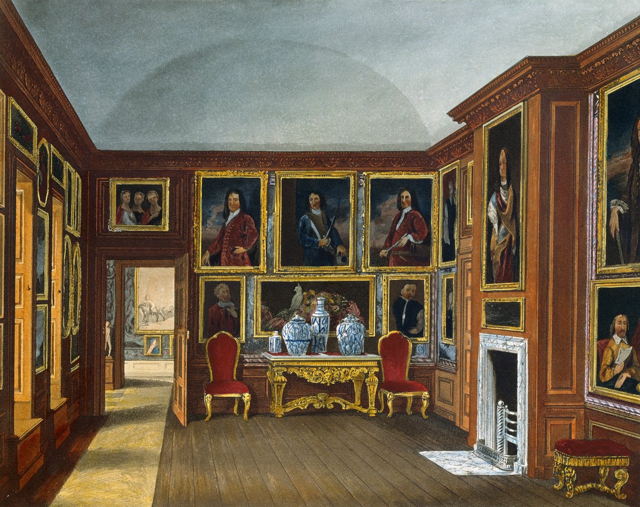 Galerie des amiraux, gravure de Daniel Havell (1785-1826), basée sur un dessin de James Stephanoff (vers 1788-1874), tirée de The History of the Royal Residences - James (after) Stephanoff