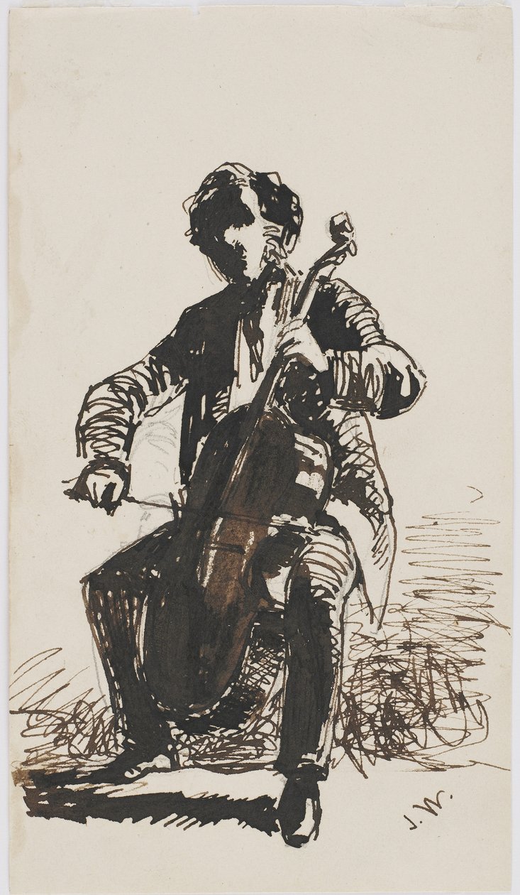 Sir Seymour Haden jouant du violoncelle, c.1855 - James Abbott McNeill Whistler