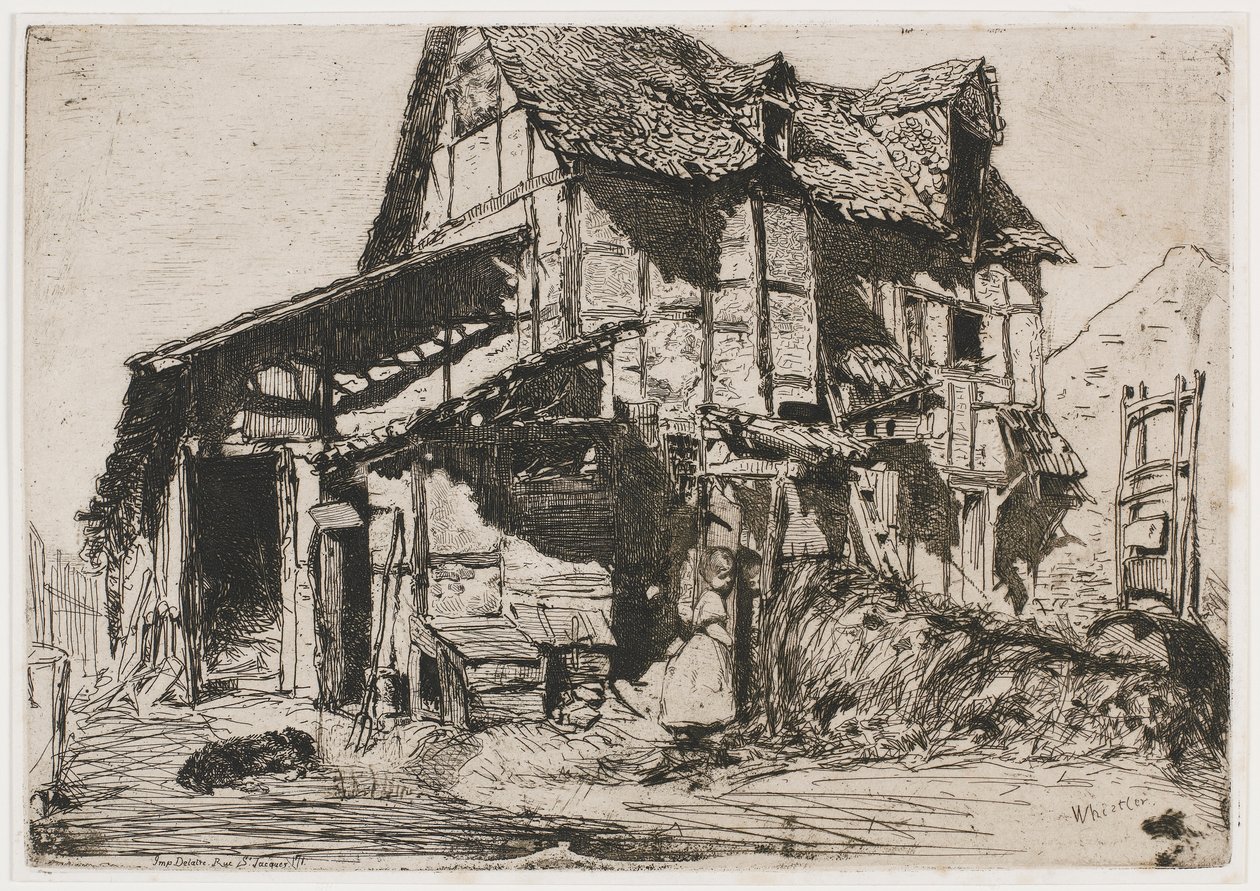 Le Logement Dangereux. Une des Douze Eaux-fortes de la Nature Le Set Français, 1858 - James Abbott McNeill Whistler