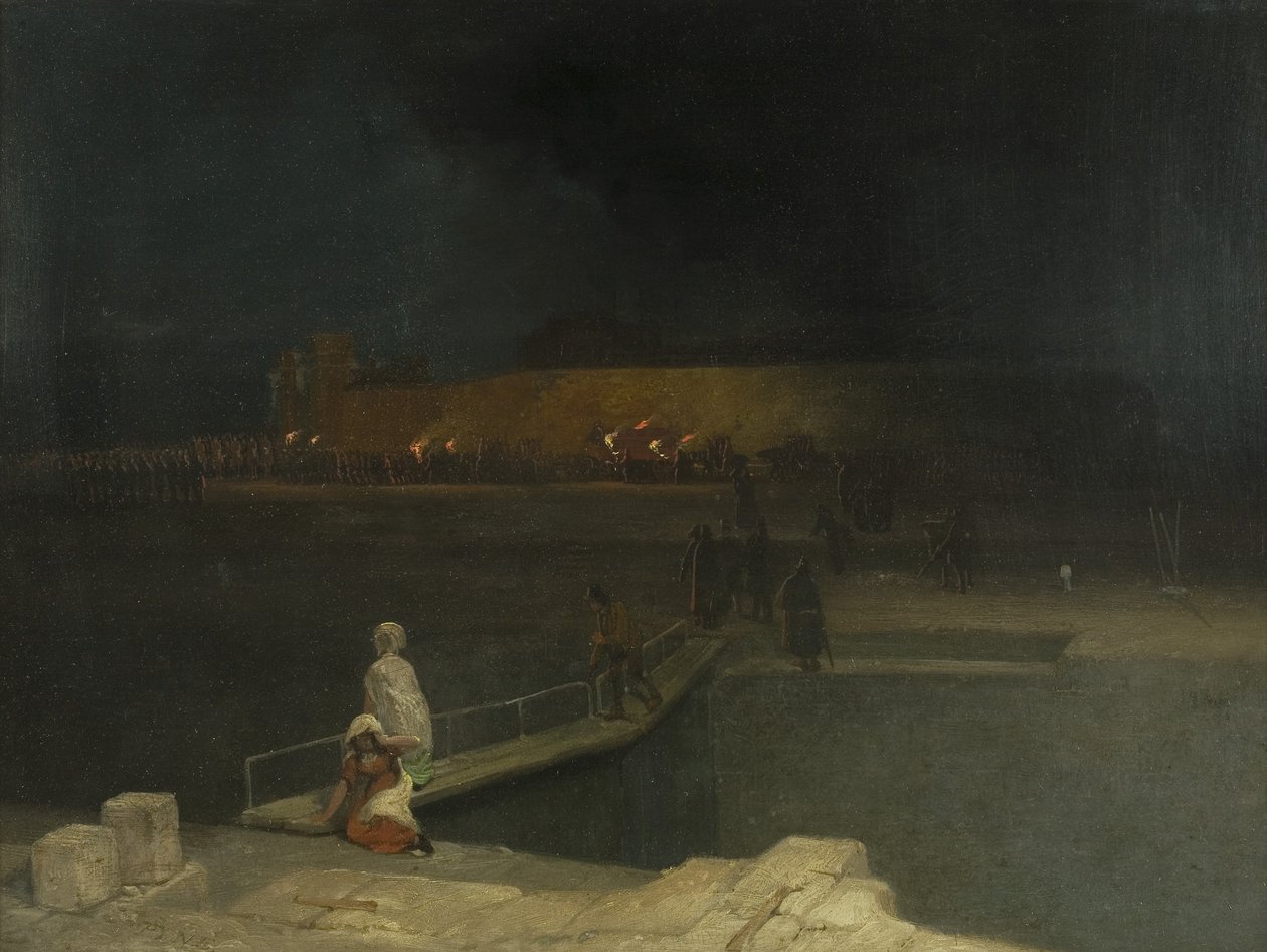 Émeutes de Bristol : Prisonniers escortés à la lumière des torches - James Baker Pyne