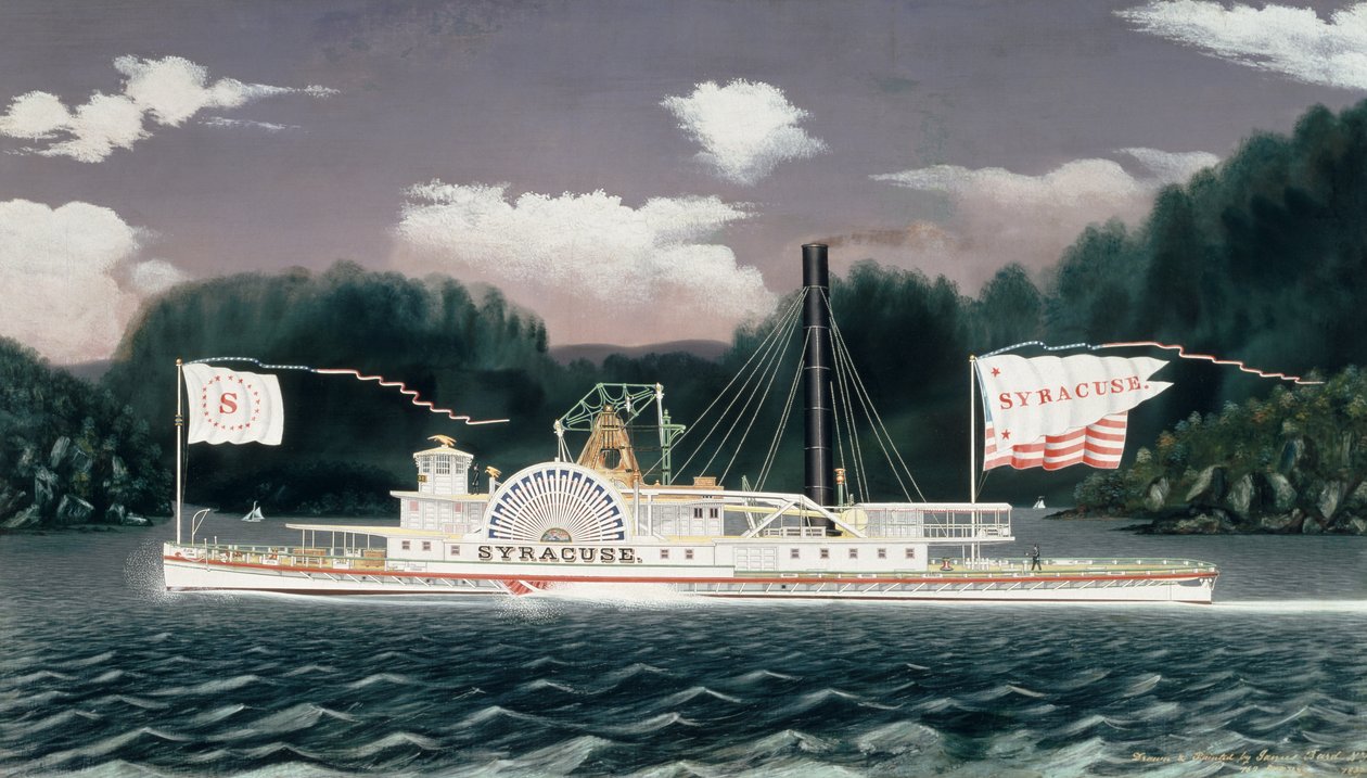 Le bateau à vapeur "Syracuse" sur la rivière Hudson - James Bard