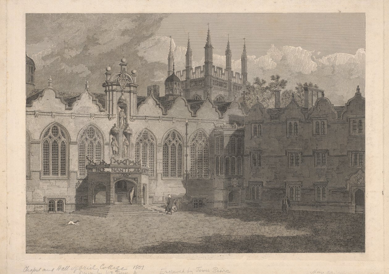 Vue de la chapelle et du hall du collège Oriel - James Basire