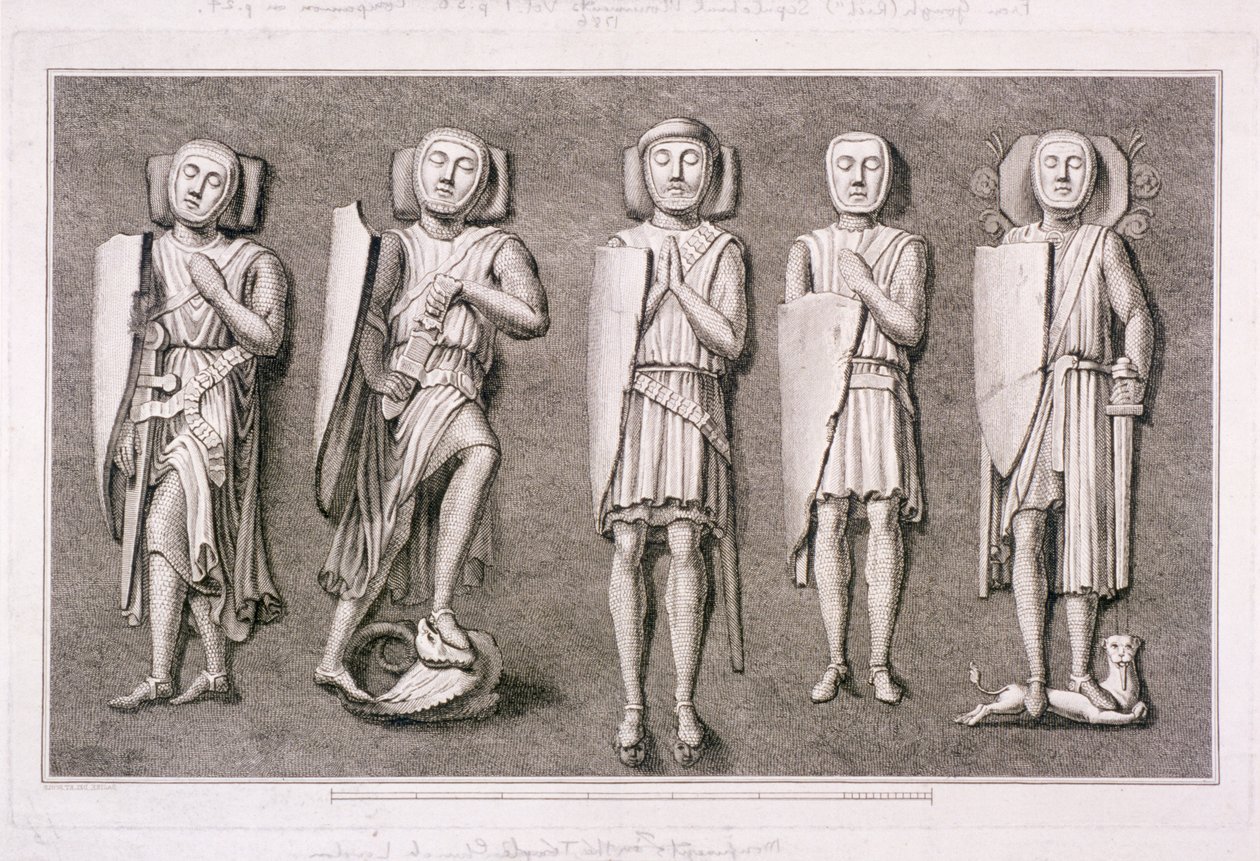 Cinq effigies de chevaliers de l