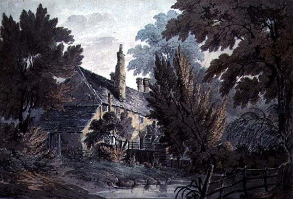 Paysage avec maison près d